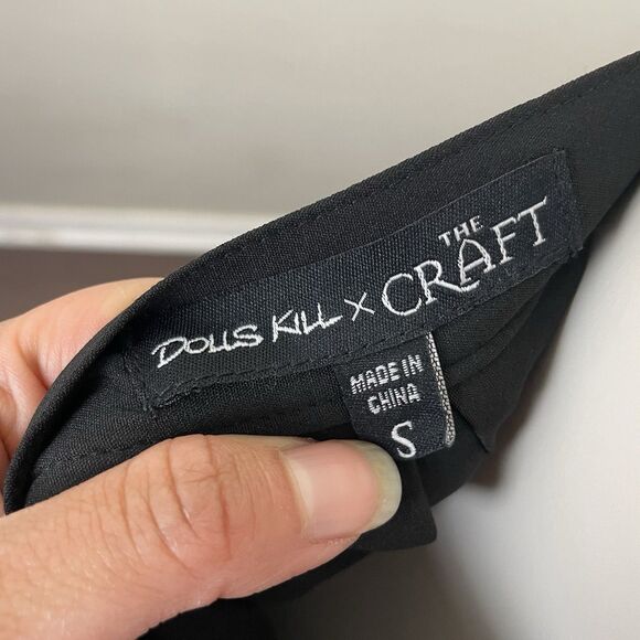 Dolls Kill The Craft Collab Black Mini pleated Belted Skirt Goth Punk Moon Star - Picture 6 of 10